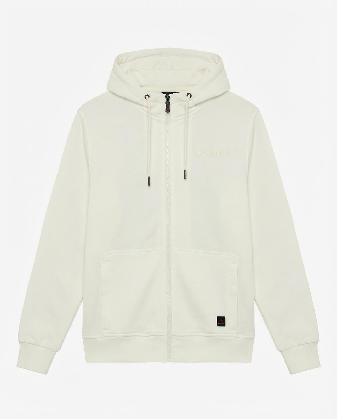 Felpa zip con cappuccio in piquet e tasche con zip