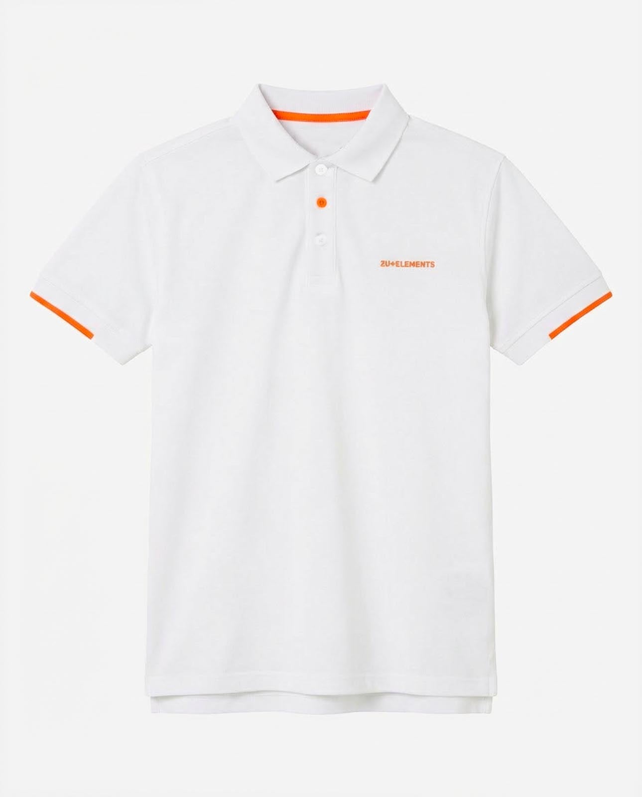 Polo in piquet con profili fluo e logo stampato lato cuore