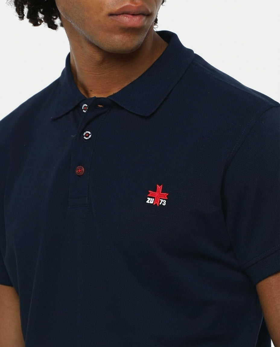 Polo piquet in puro cotone con logo ricamato e bottoni logati