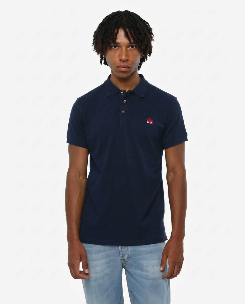 Polo piquet in puro cotone con logo ricamato e bottoni logati