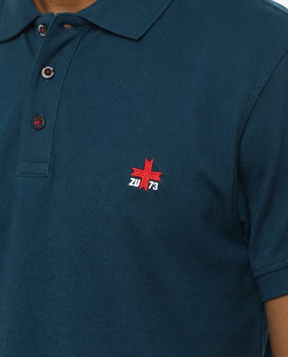 Polo piquet in puro cotone con logo ricamato e bottoni logati