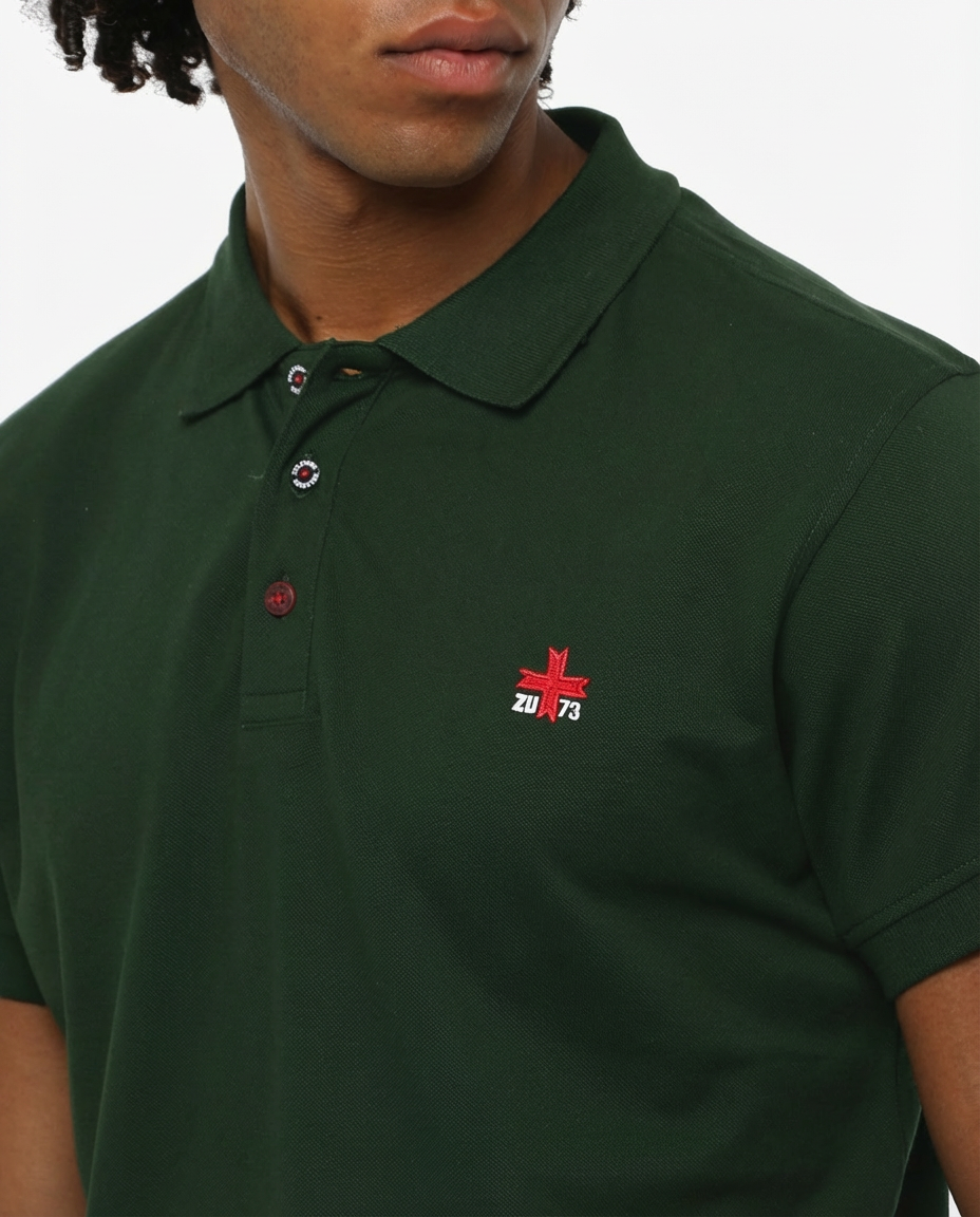 Polo piquet in puro cotone con logo ricamato e bottoni logati