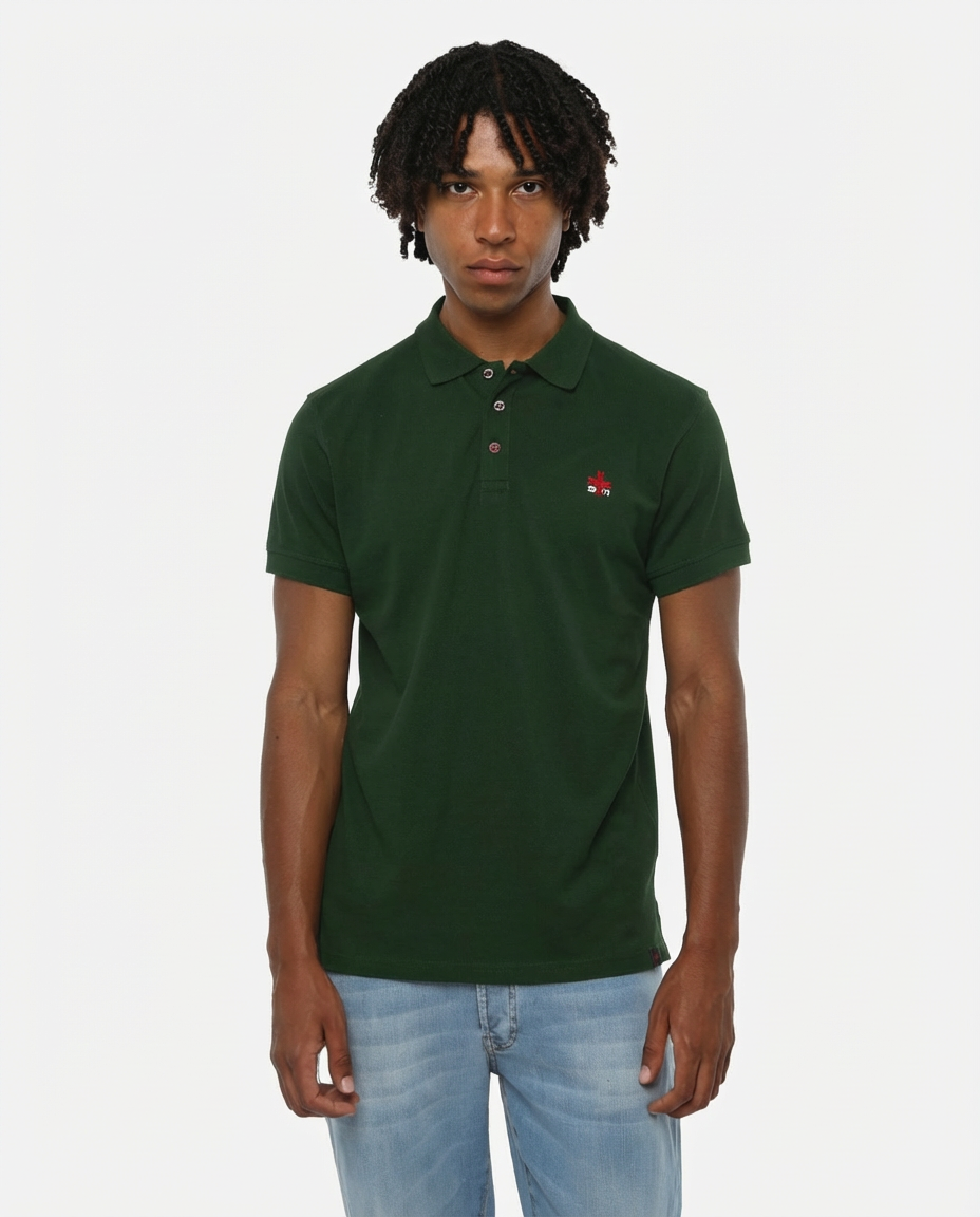 Polo piquet in puro cotone con logo ricamato e bottoni logati