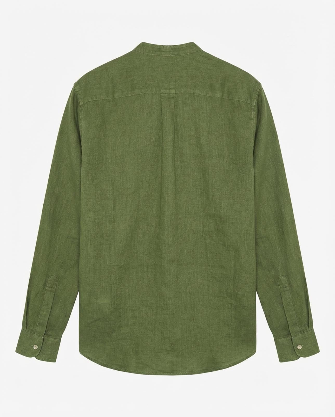 Camicia in puro lino con collo coreano e vestibilità regular