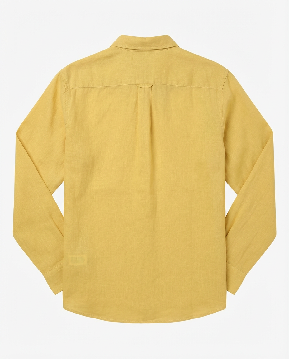 Camicia in puro lino con collo coreano e vestibilità regular