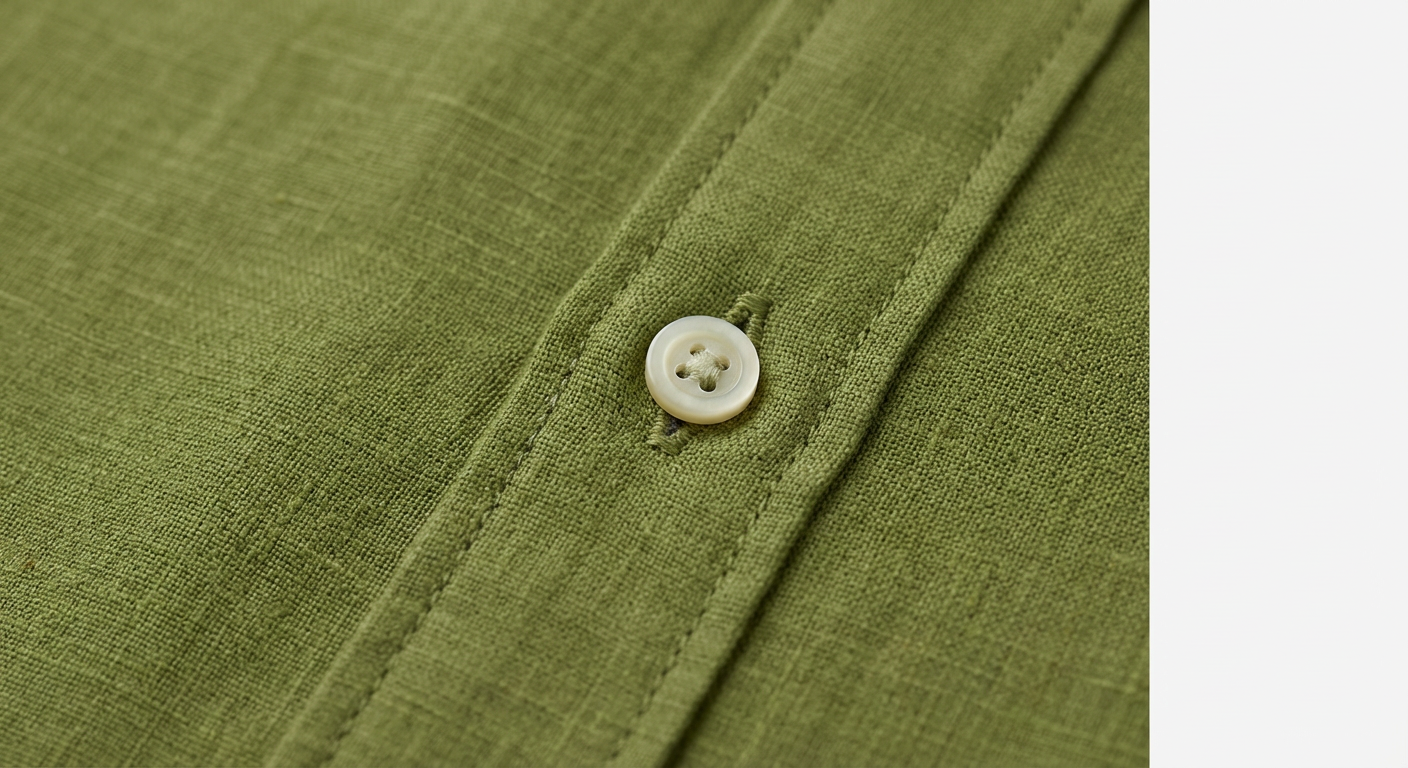 Camicia in puro lino con collo coreano e vestibilità regular