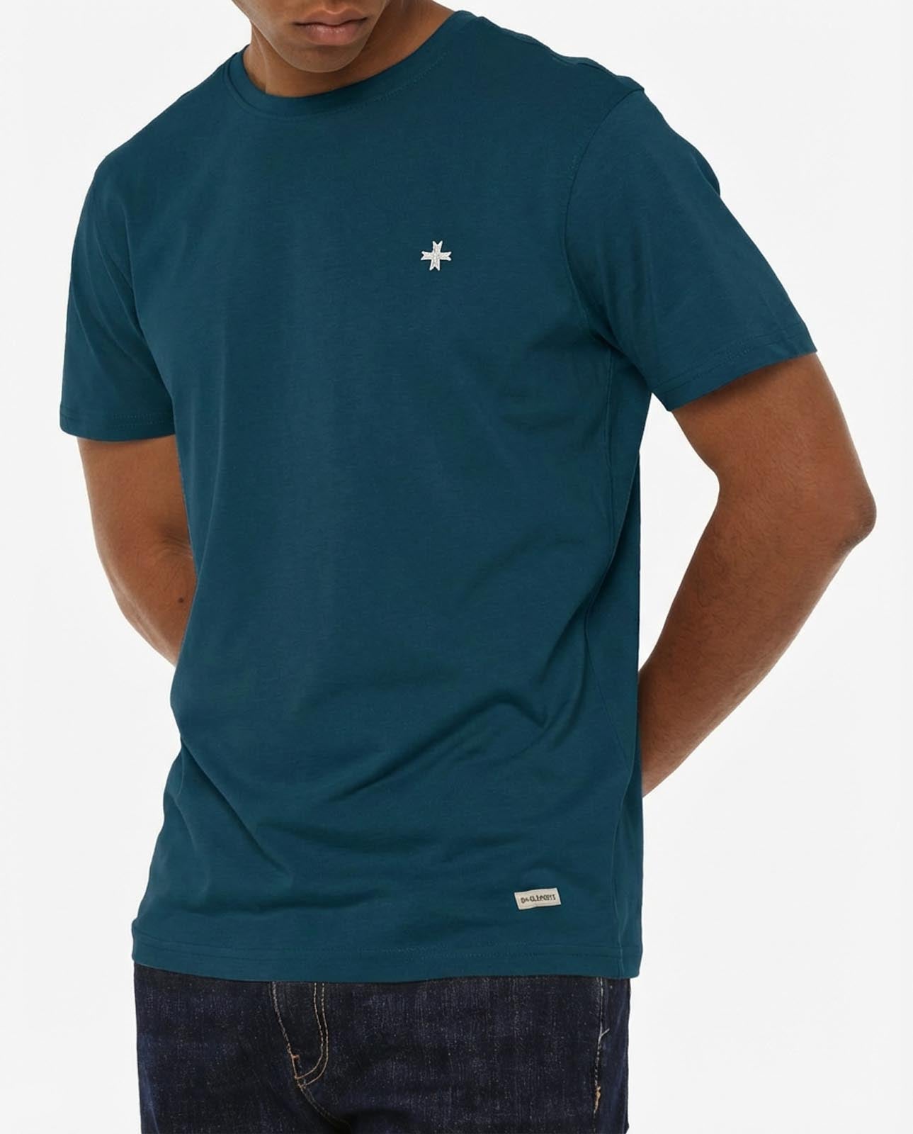 T-shirt girocollo maniche corte con micrologo ricamato