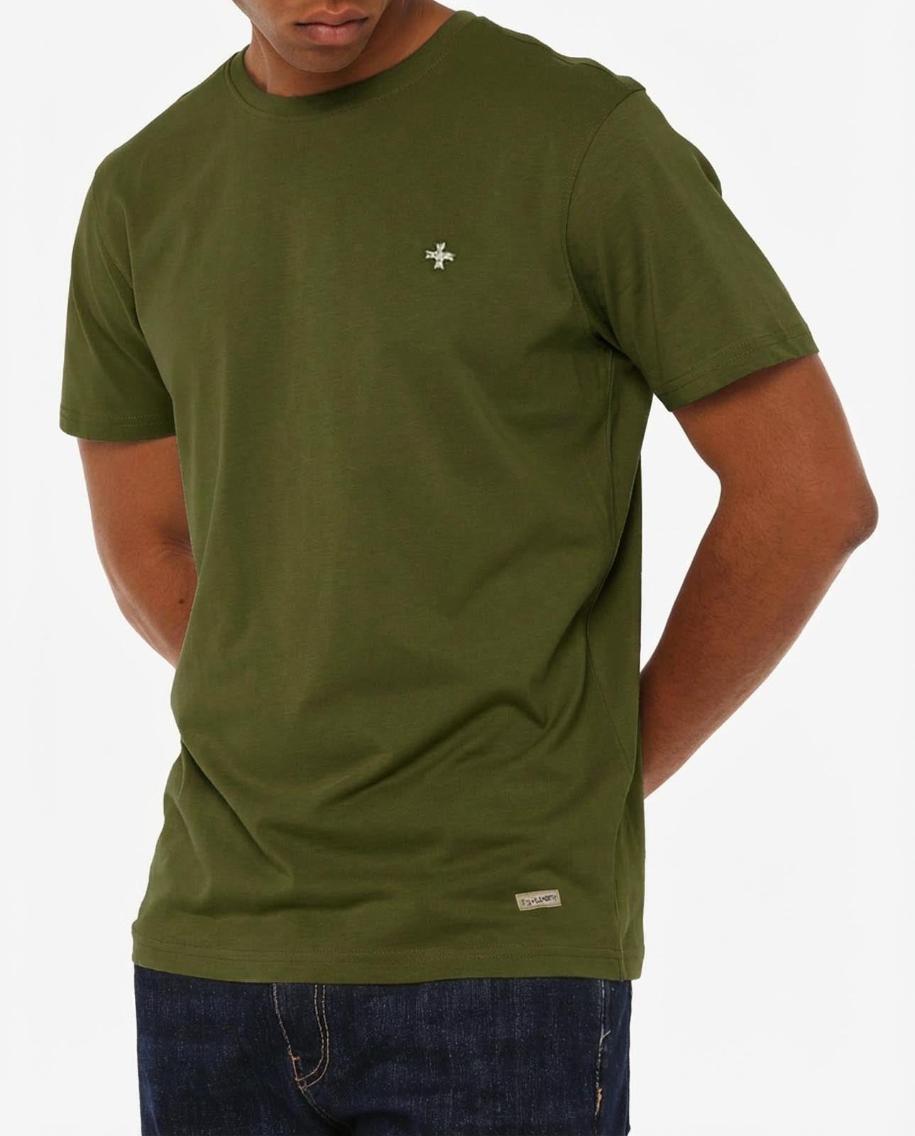 T-shirt girocollo maniche corte con micrologo ricamato