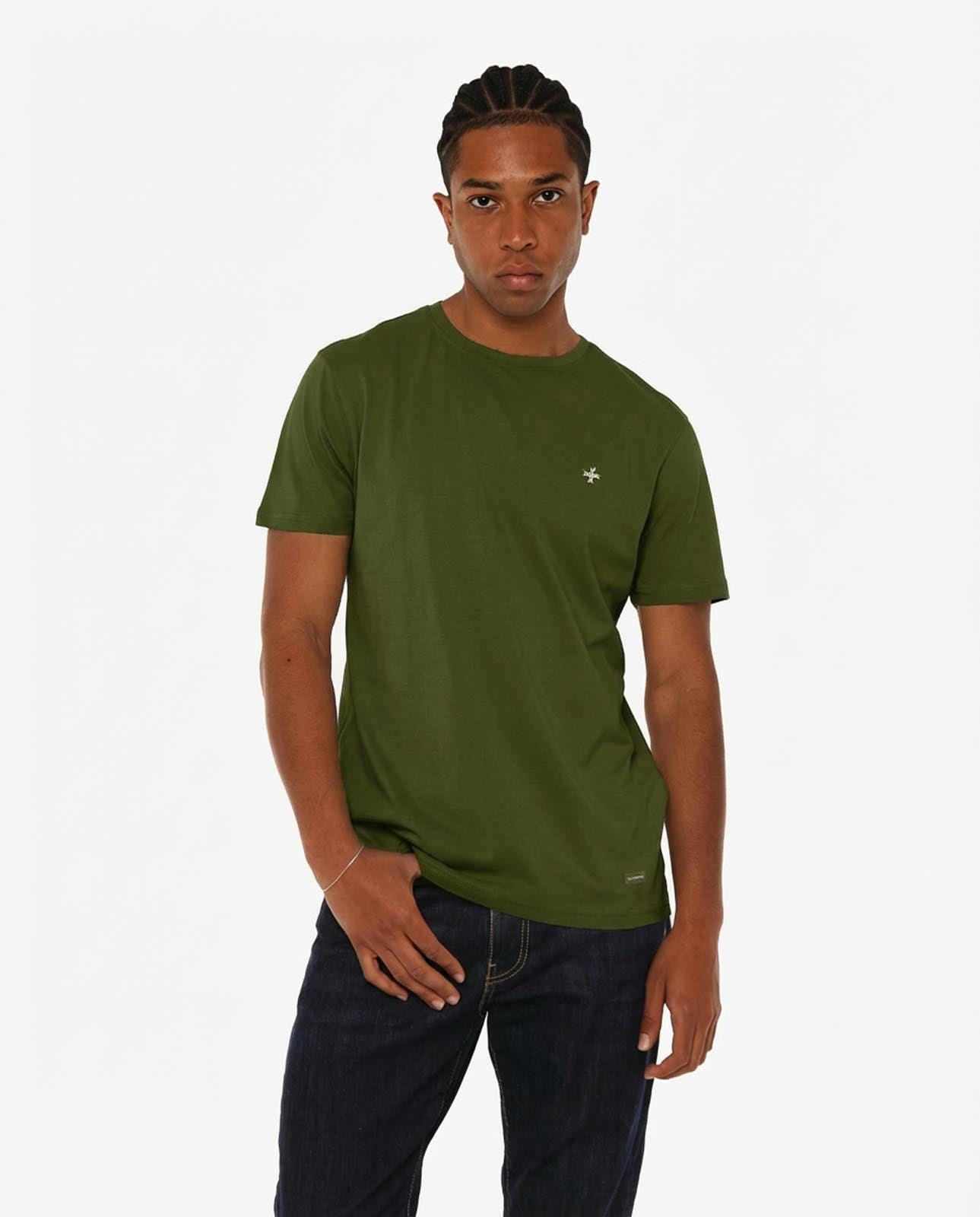 T-shirt girocollo maniche corte con micrologo ricamato