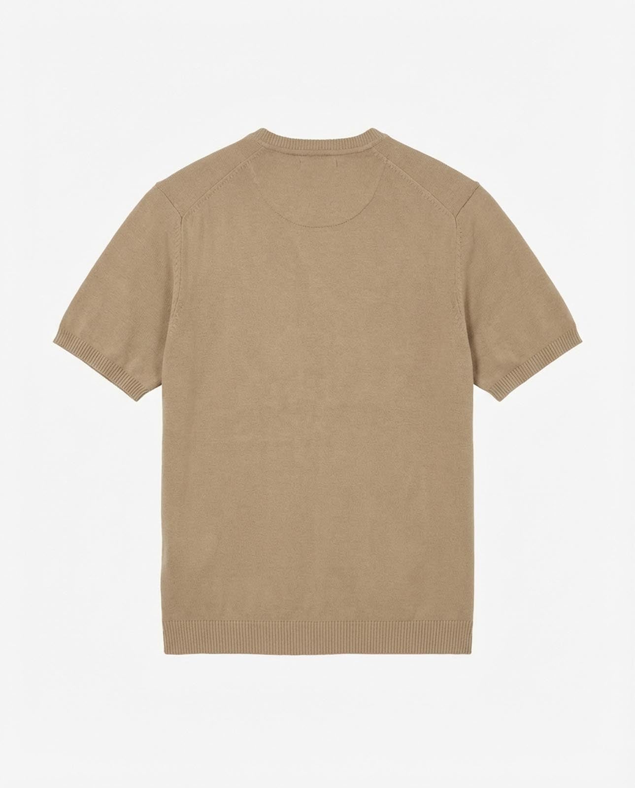 T-shirt in maglia maniche corte con collo serafino