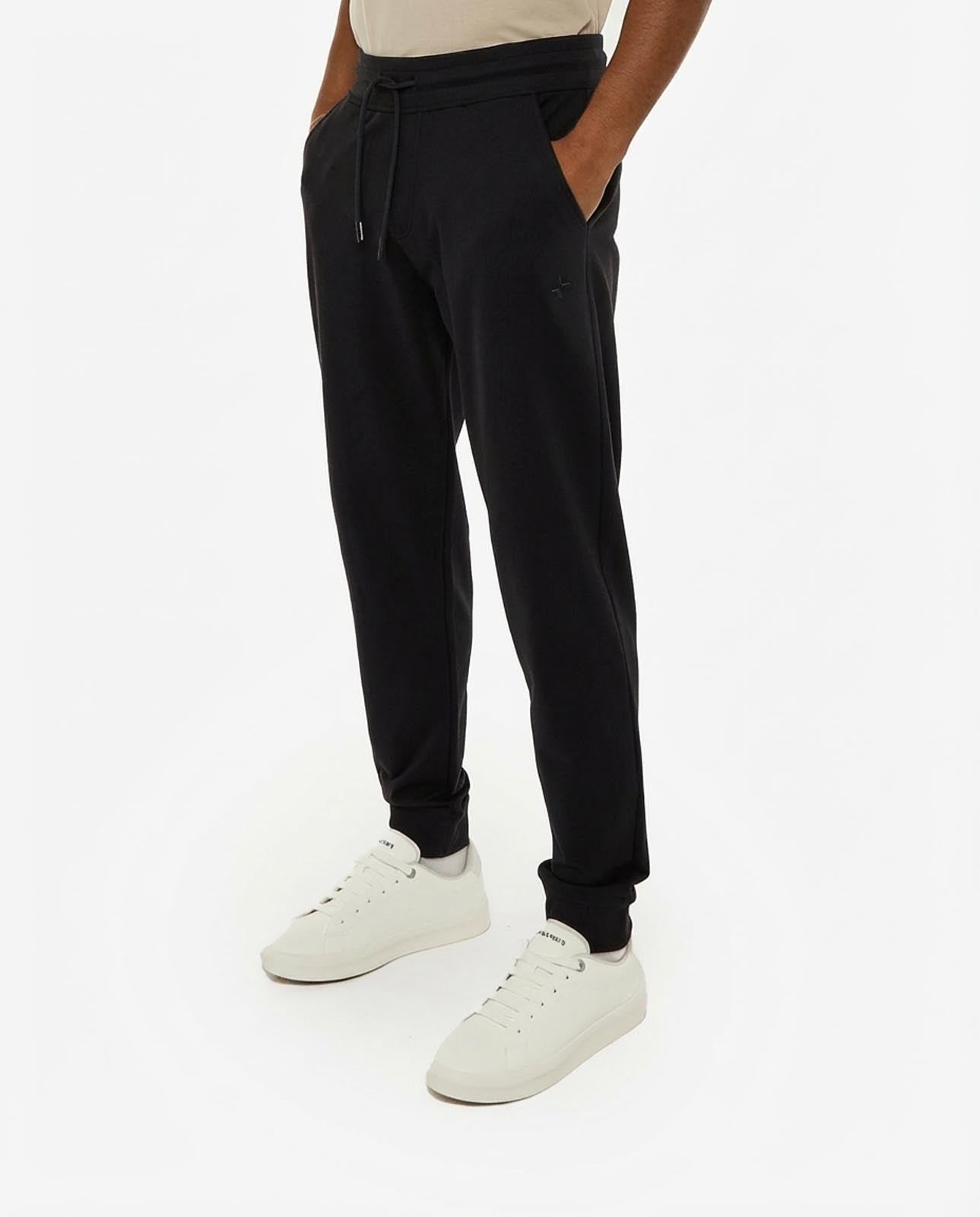 Pantaloni felpa con logo ricamato sul davanti, vita e fondo a coste