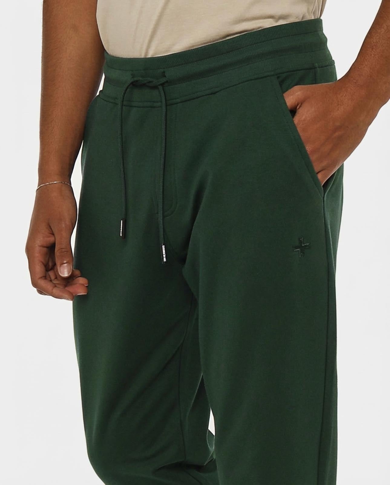 Pantaloni felpa con logo ricamato sul davanti, vita e fondo a coste