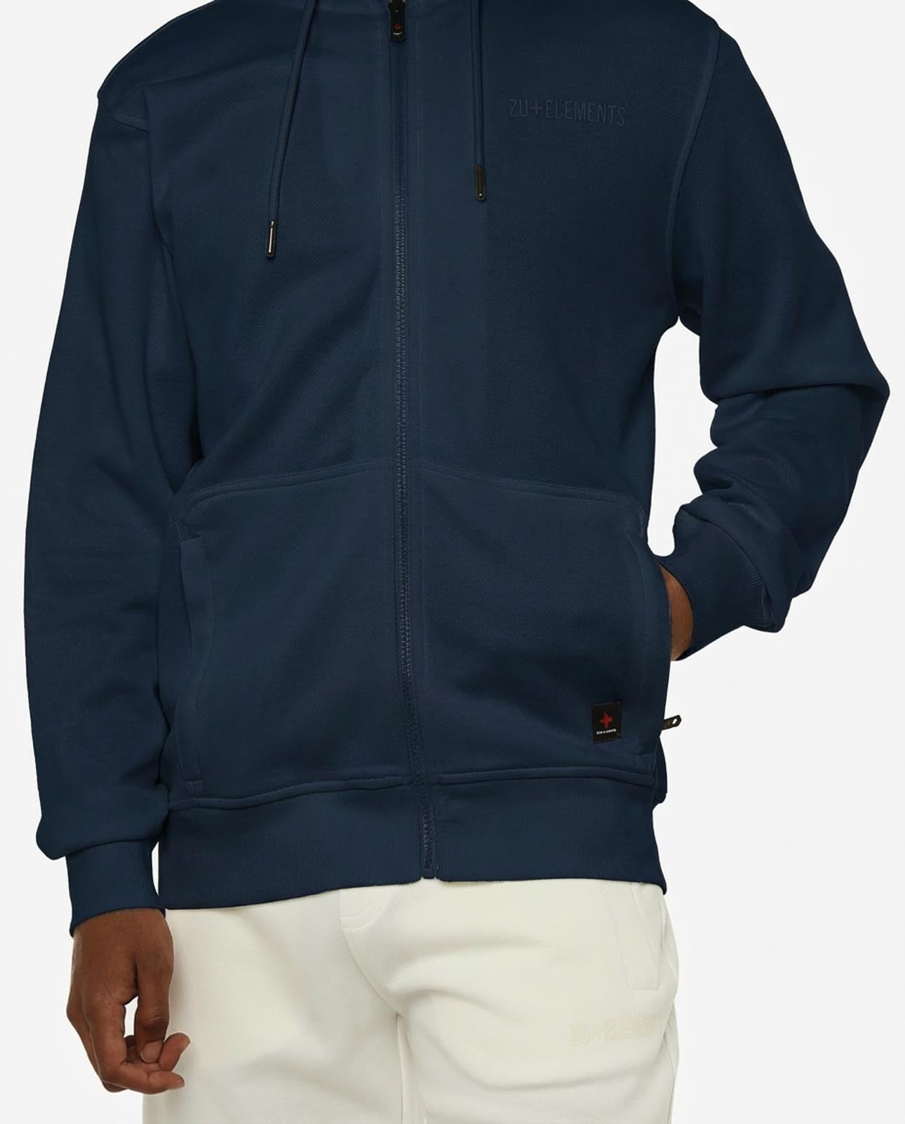 Felpa zip con cappuccio in piquet e tasche con zip