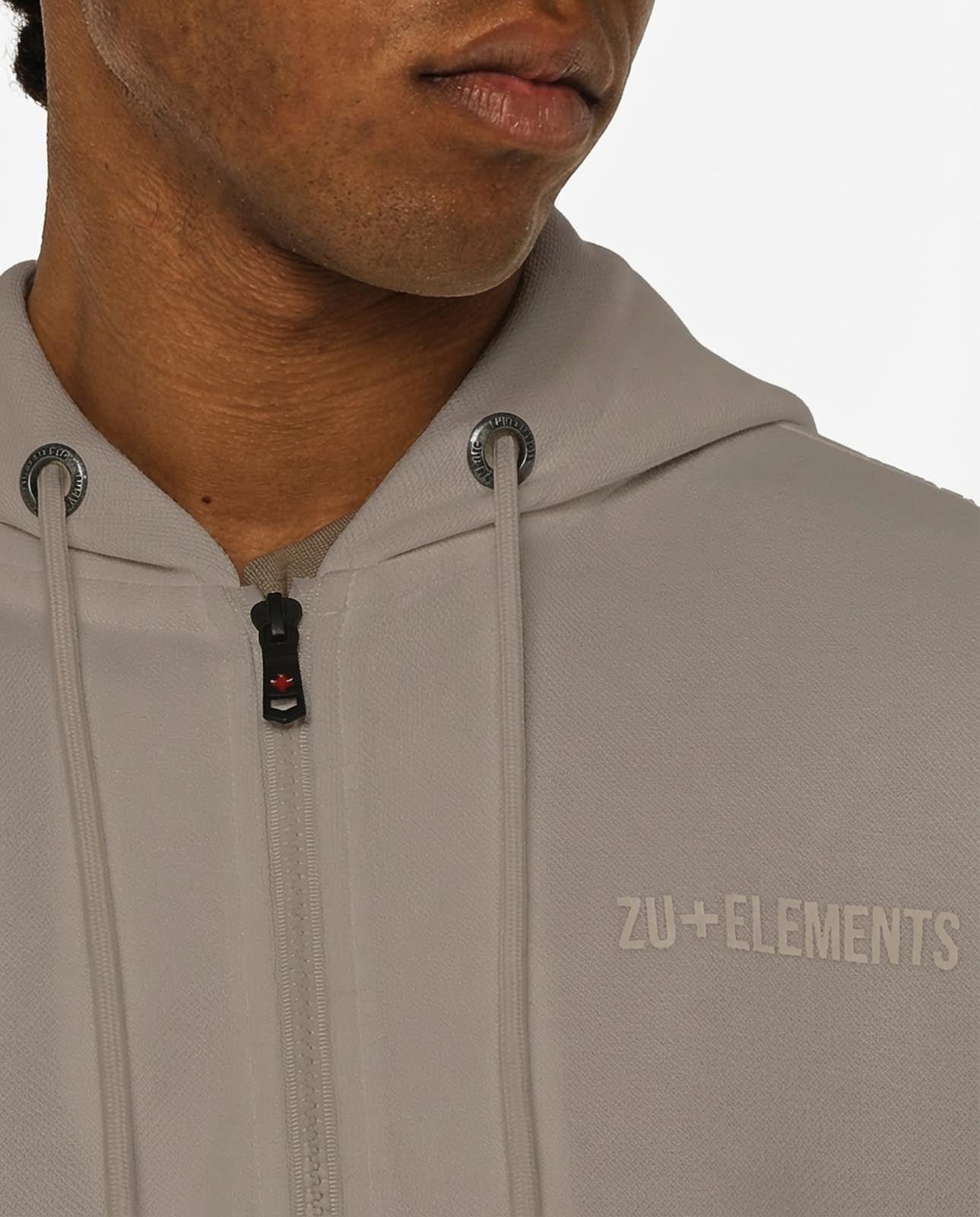 Felpa zip con cappuccio in piquet e tasche con zip