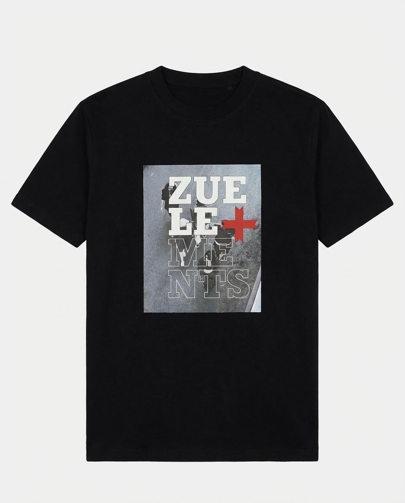 T-shirt girocollo maniche corte con stampa frontale – Optical Black