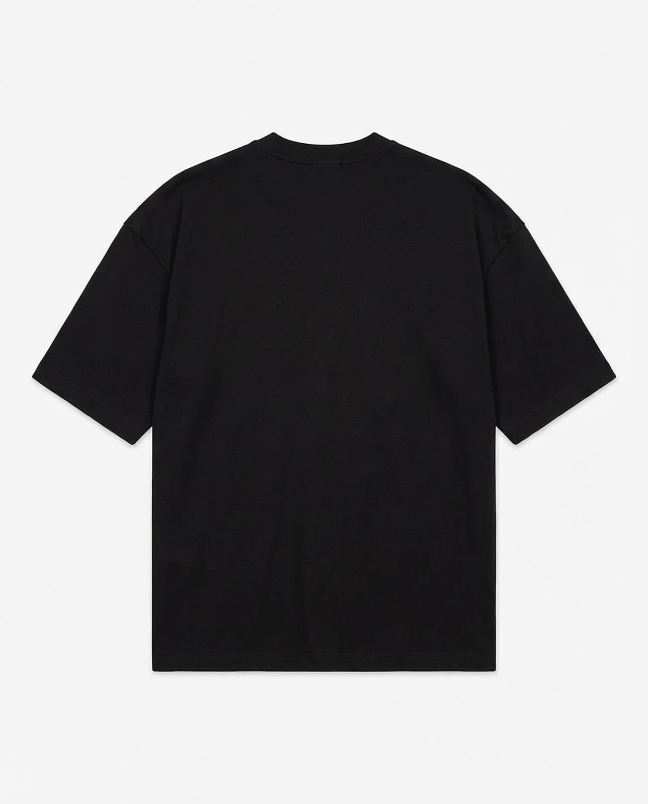 T-shirt girocollo maniche corte relaxed fit con taglio spalla e ricamo frontale