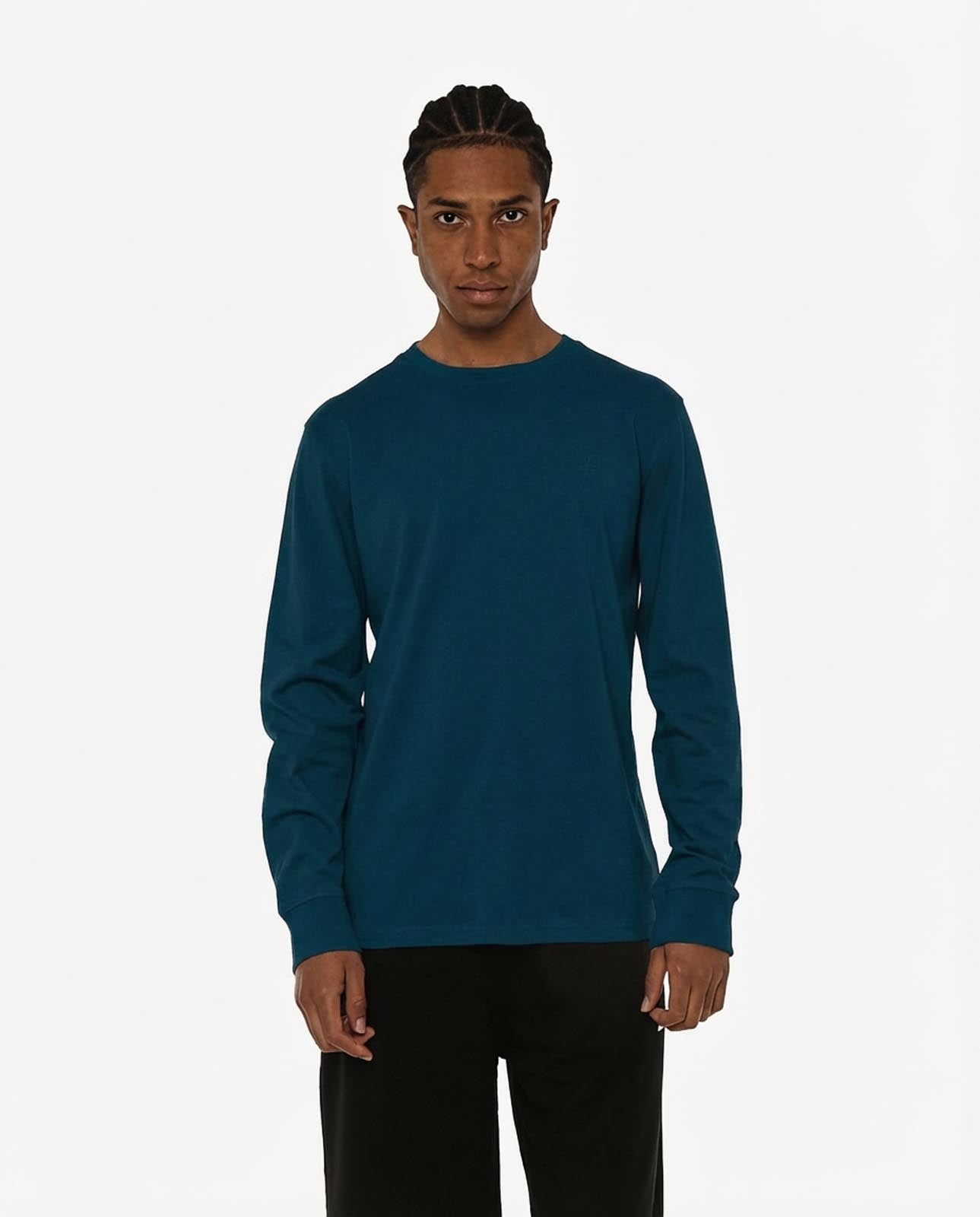 T-shirt manica lunga, logo lato cuore ricamato, collo e polsi a coste