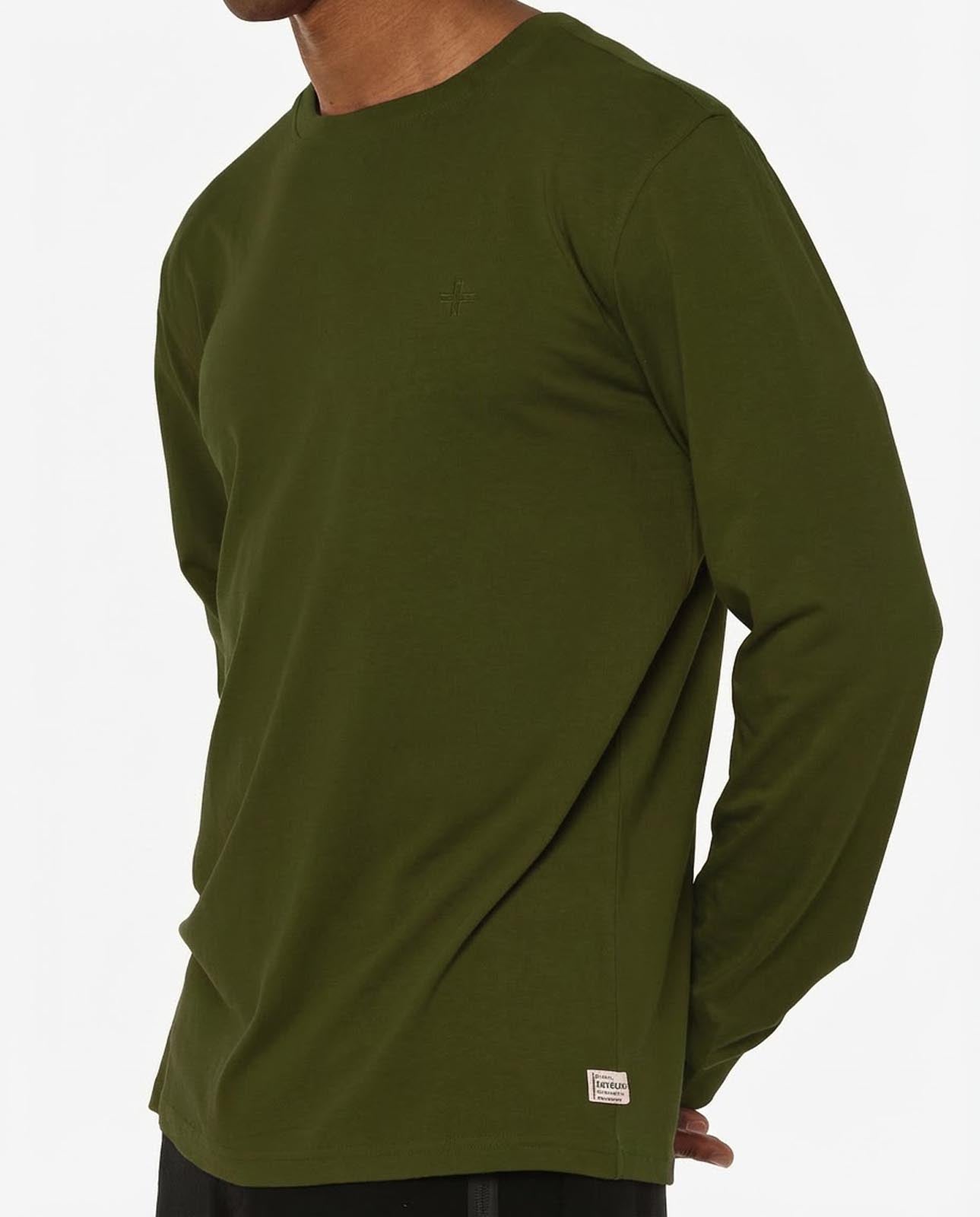 T-shirt manica lunga, logo lato cuore ricamato, collo e polsi a coste