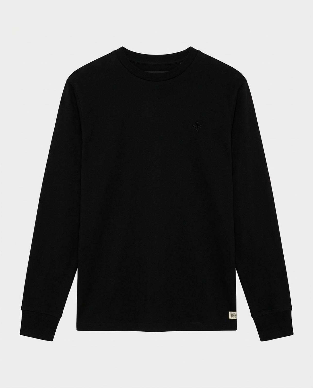 T-shirt manica lunga, logo lato cuore ricamato, collo e polsi a coste