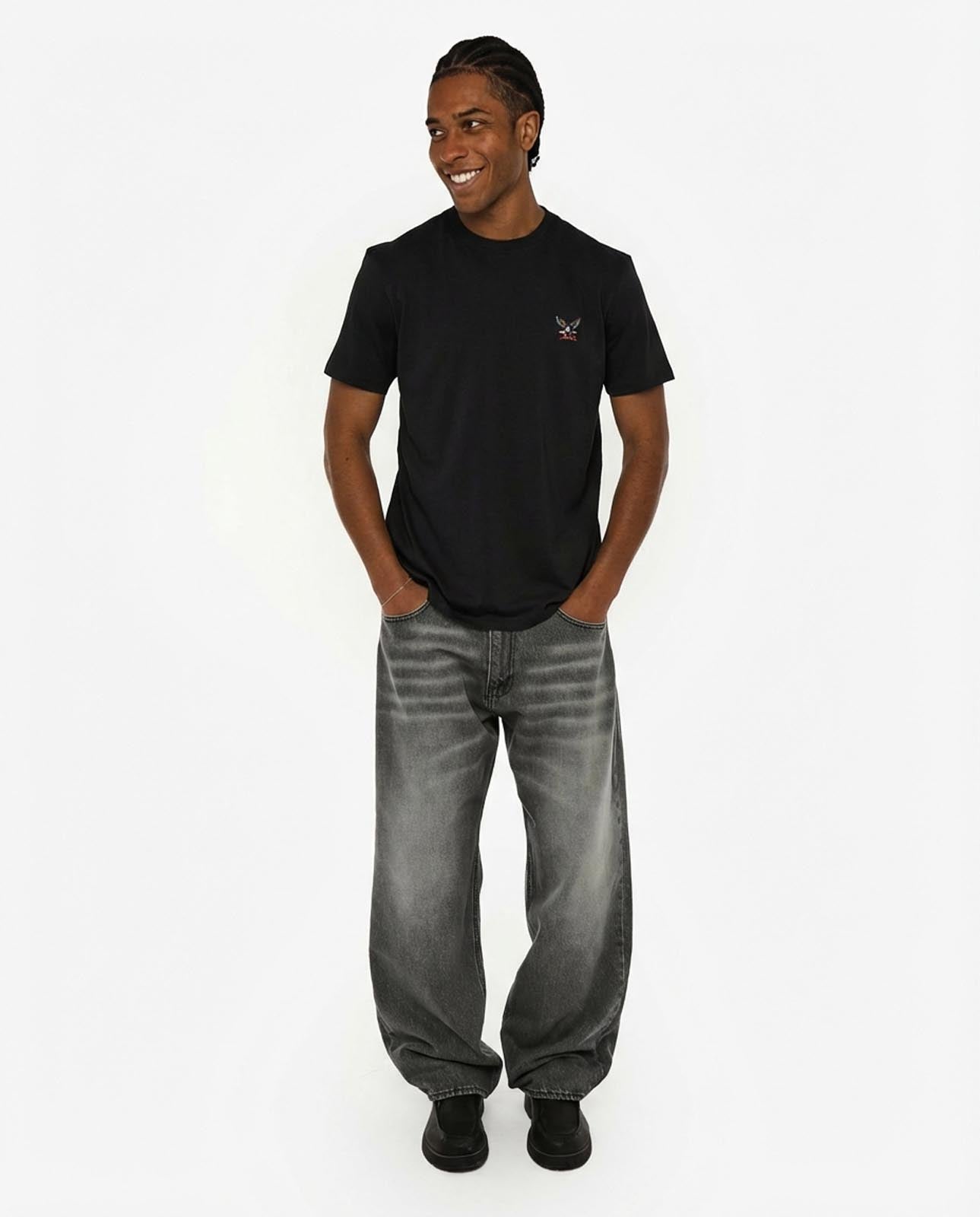 T-shirt girocollo maniche corte, stampa lato cuore e sul dietro