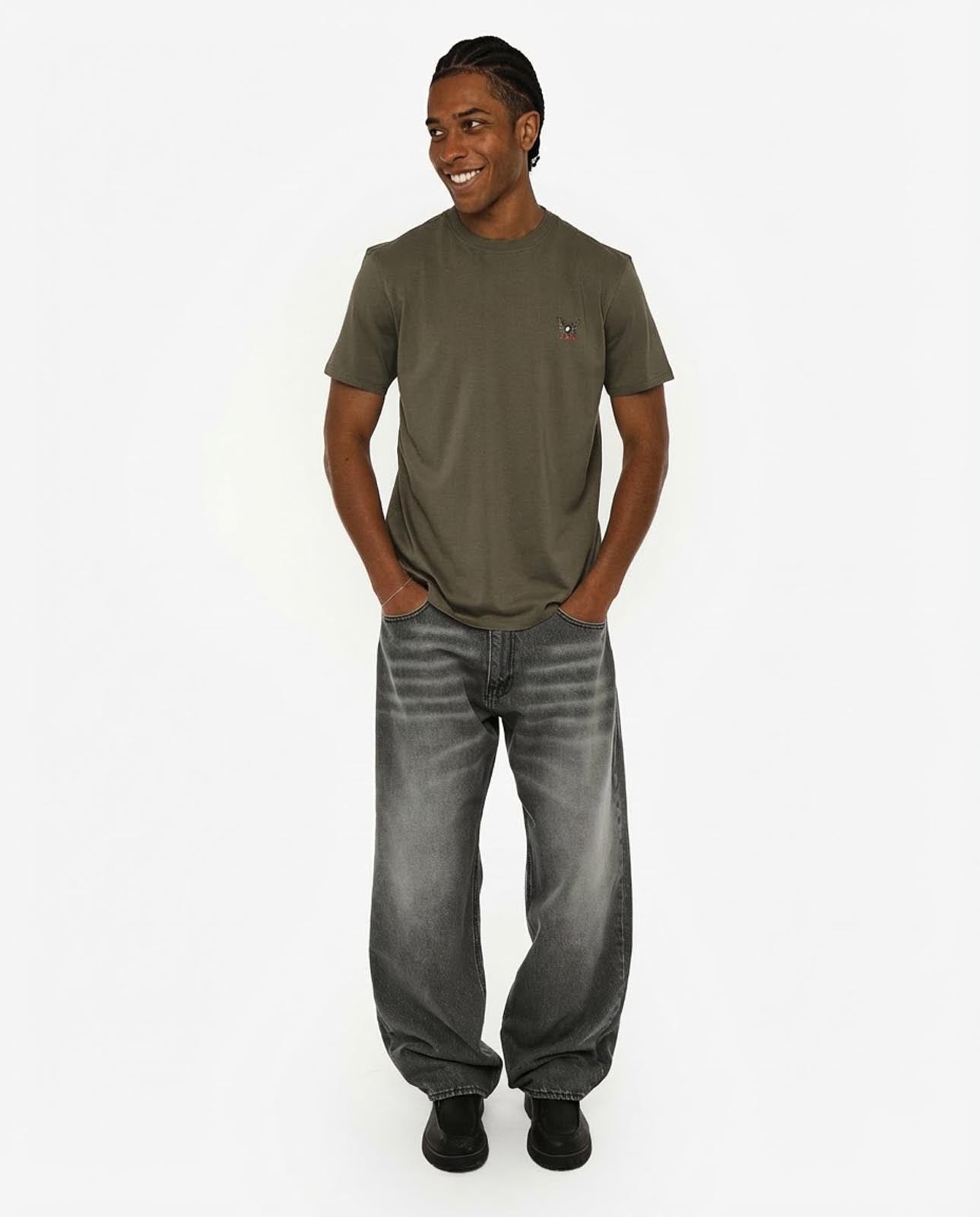 T-shirt girocollo maniche corte, stampa lato cuore e sul dietro