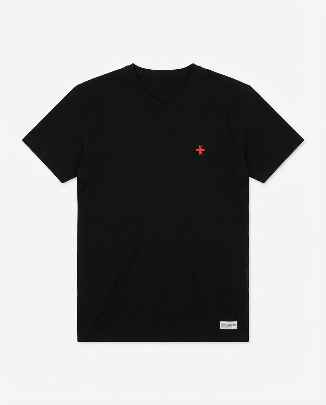 T-shirt maniche corte scollo a v, logo ricamato lato cuore