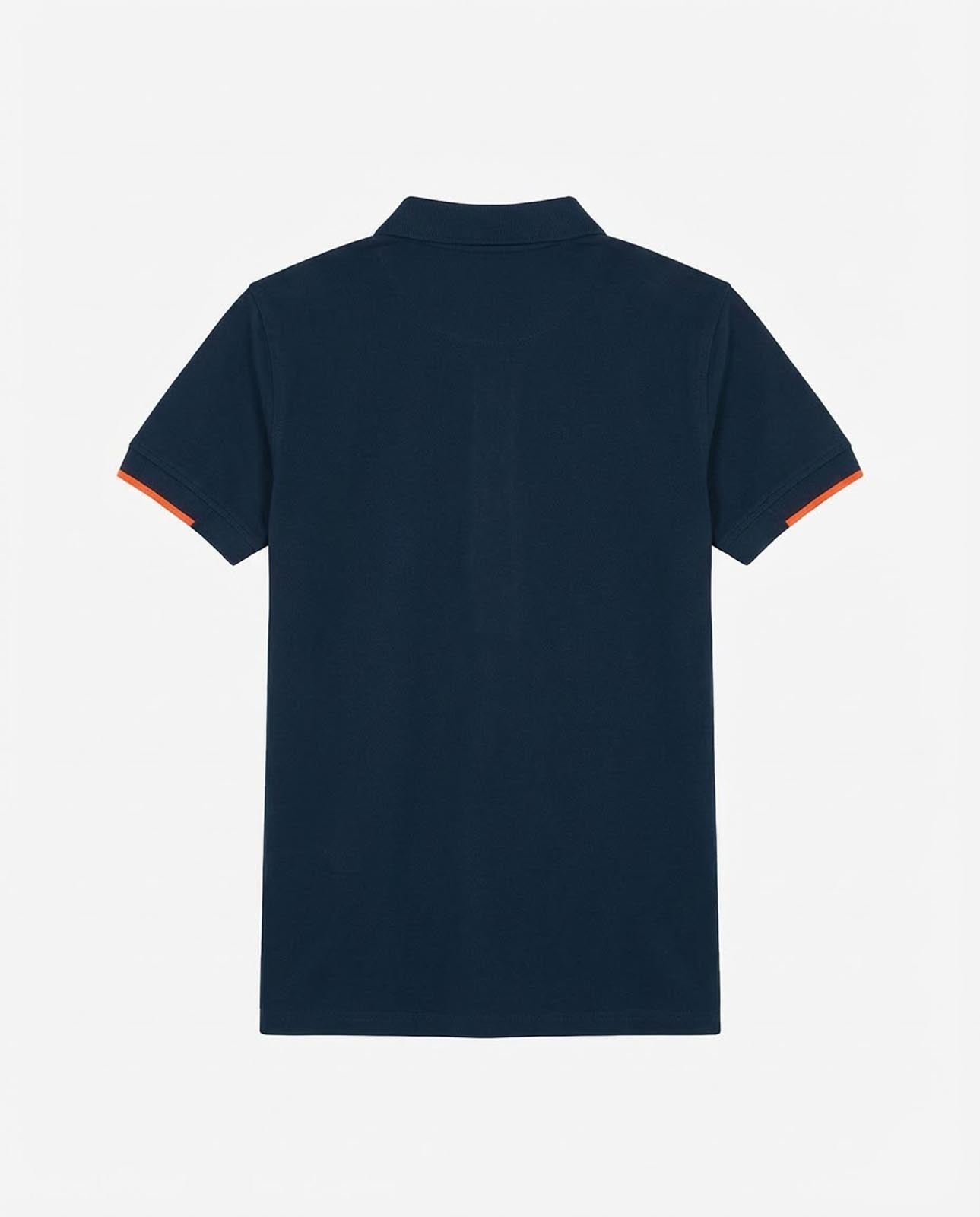 Polo in piquet con profili fluo e logo stampato lato cuore