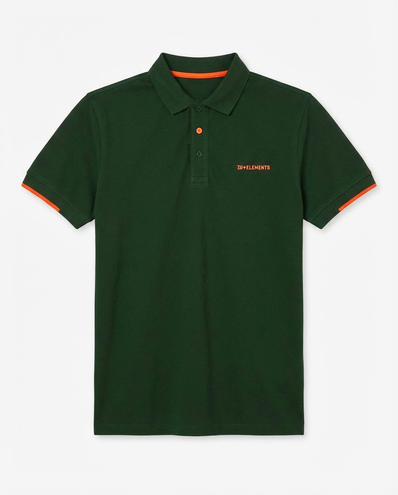 Polo in piquet con profili fluo e logo stampato lato cuore