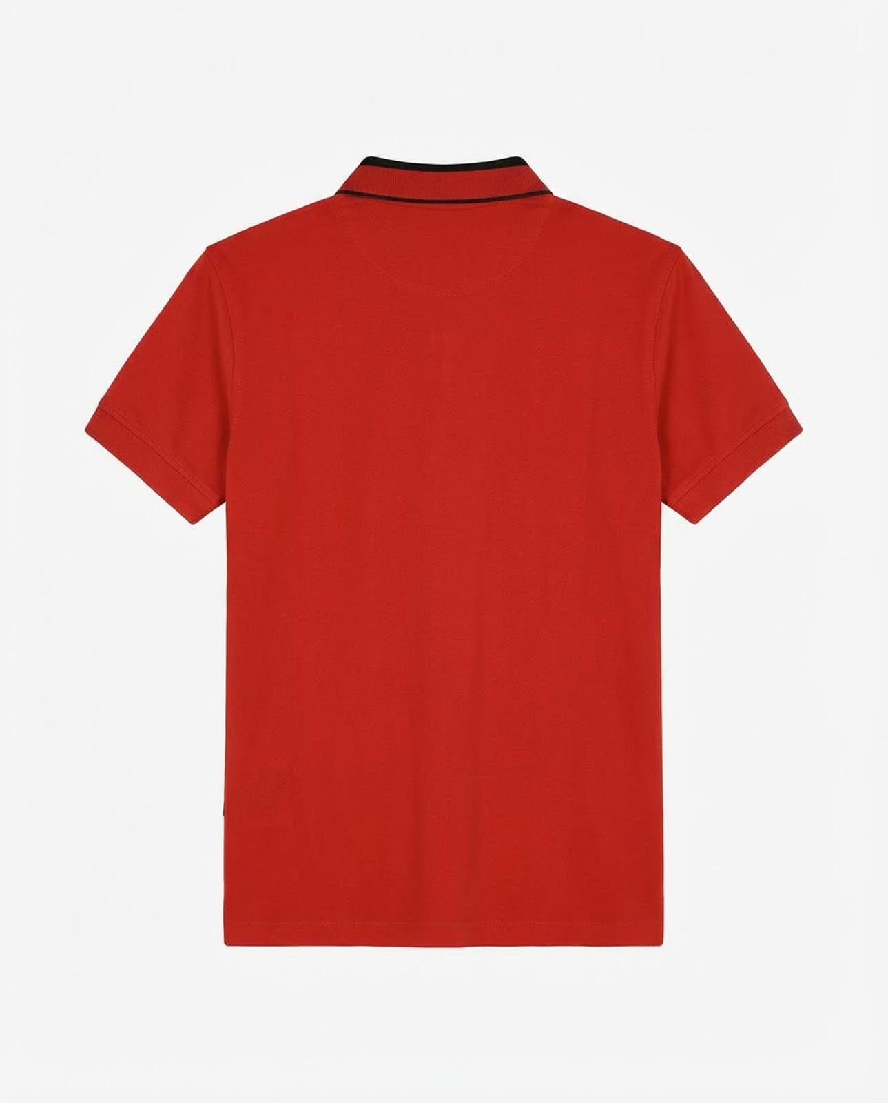 Polo in piquet, collo a contrasto con stampa