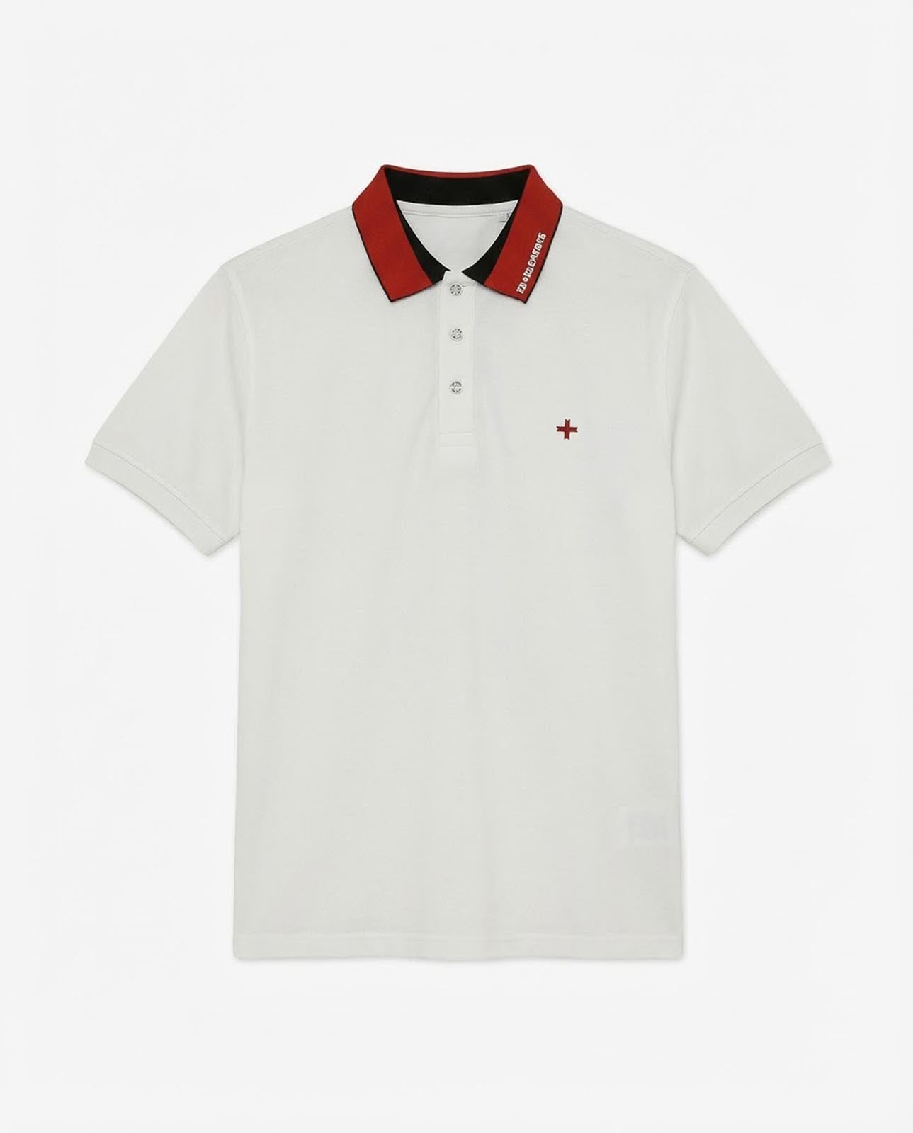 Polo in piquet, collo a contrasto con stampa