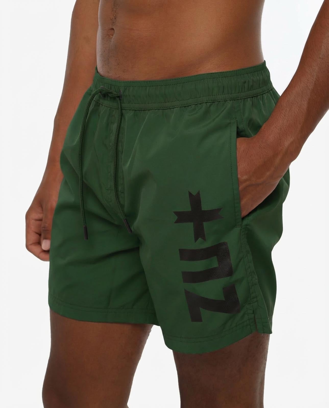 Costume da bagno con tasca posteriore e logo davanti