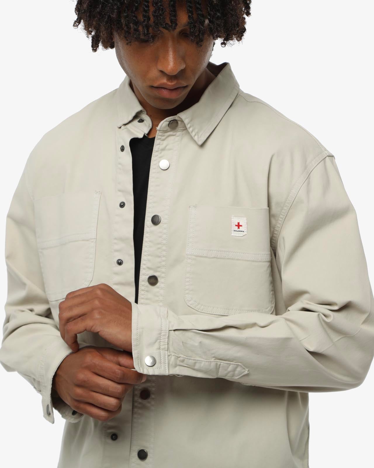 Overshirt in twill con tasche frontali, etichetta e bottoni personalizzati