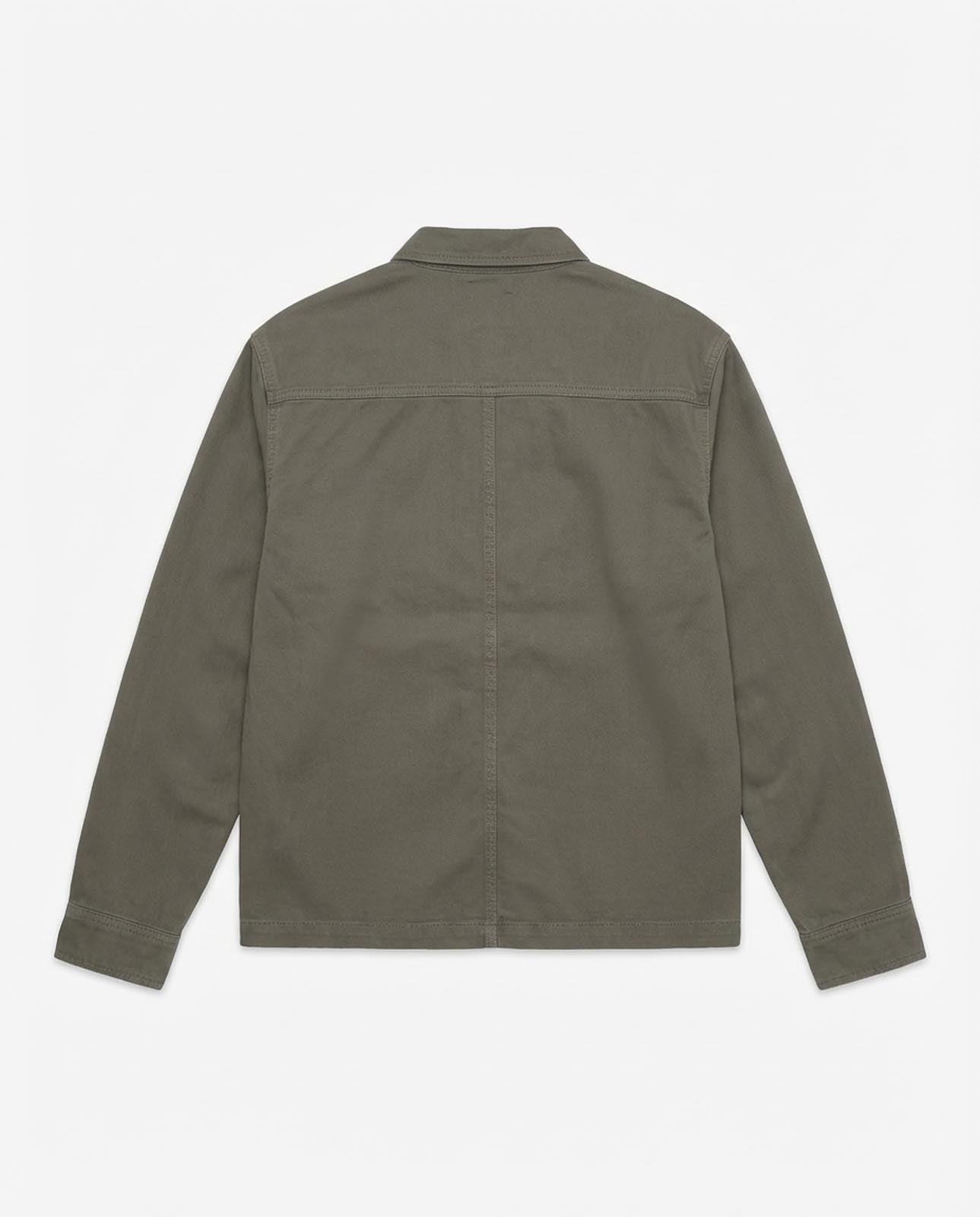 Overshirt in twill con tasche frontali, etichetta e bottoni personalizzati