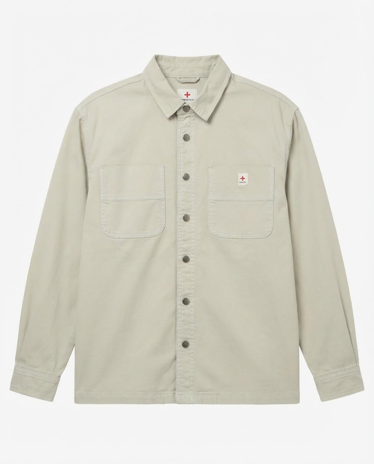 Overshirt in twill con tasche frontali, etichetta e bottoni personalizzati