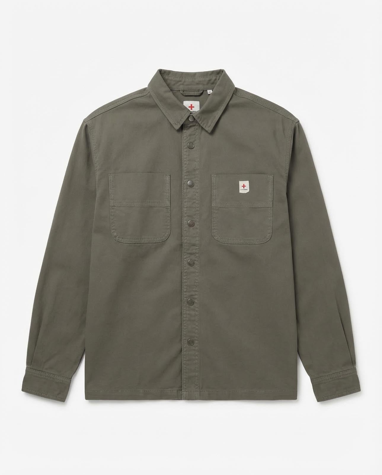 Overshirt in twill con tasche frontali, etichetta e bottoni personalizzati