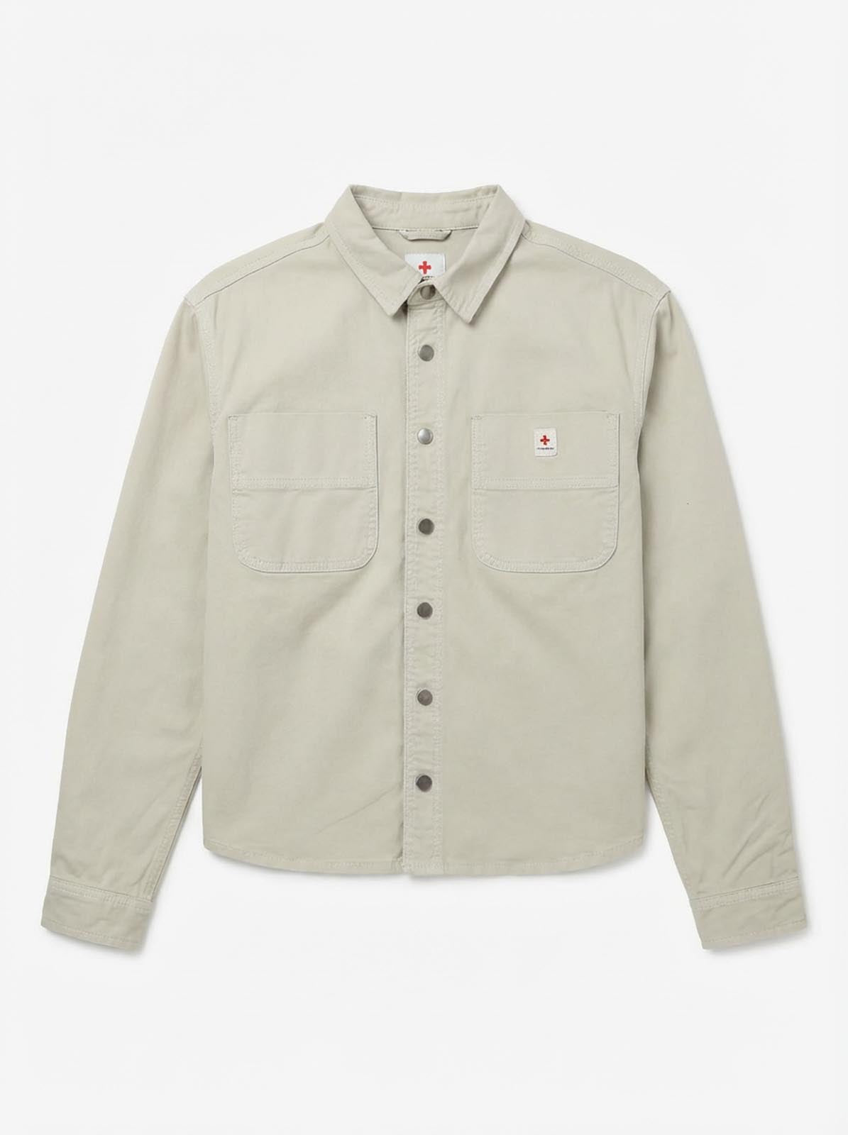 Overshirt in twill con tasche frontali, etichetta e bottoni personalizzati