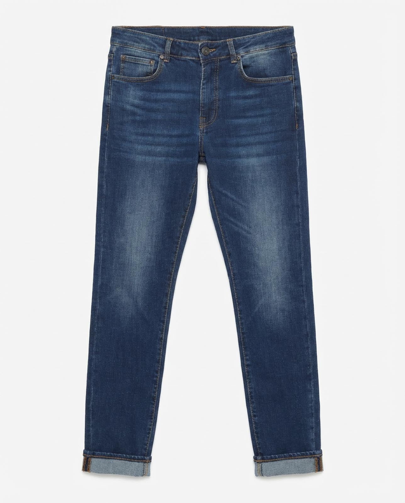 Jeans regular fit Ronnie in tono medium blue con accessori logati