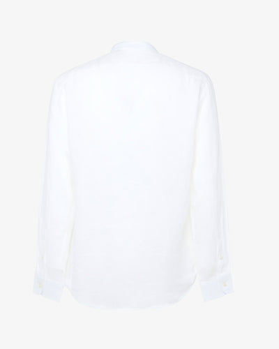 Camicia in puro lino con collo coreano e vestibilità regular