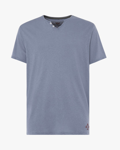 T-shirt serafino con logo ricamato