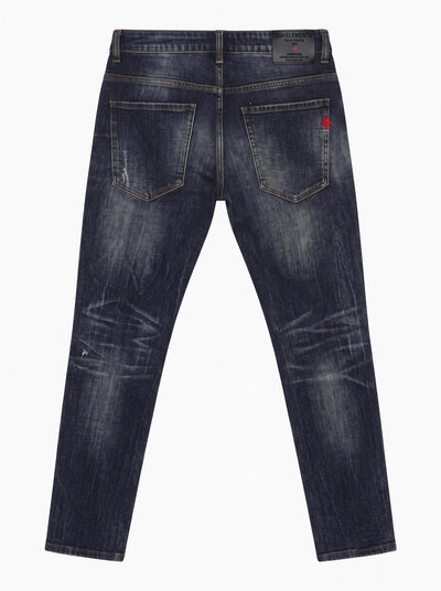 Jeans slim fit Sammy dark blue con ricamo a contrasto