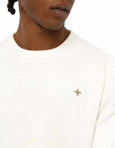 Maglia girocollo con logo jacquard sul retro