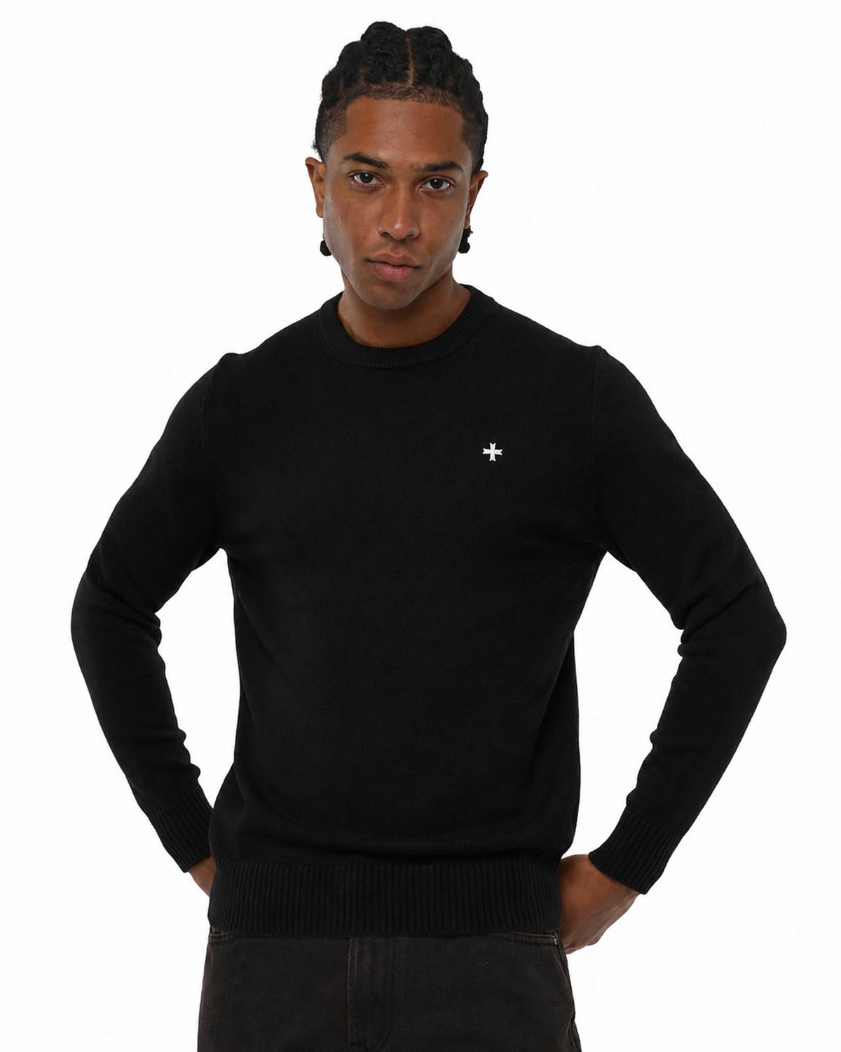 Maglia girocollo con logo jacquard sul retro