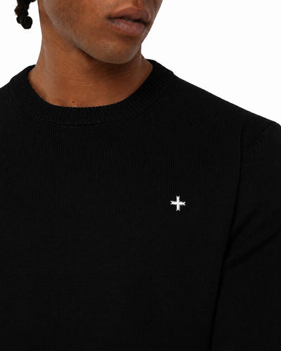 Maglia girocollo con logo jacquard sul retro