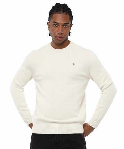 Maglia girocollo con logo jacquard sul retro