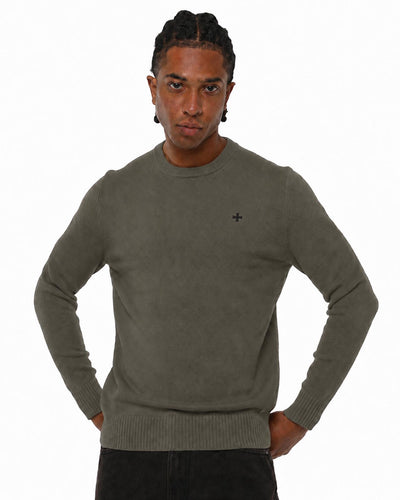 Maglia girocollo con logo jacquard sul retro