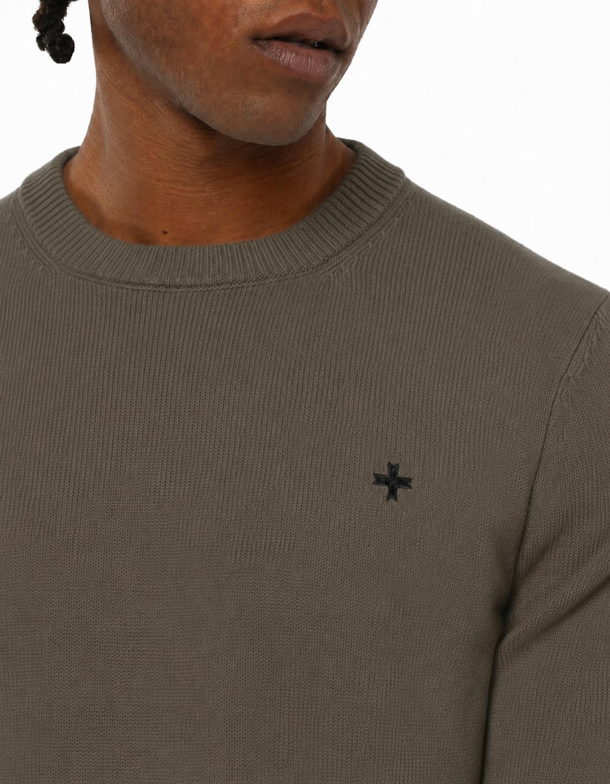 Maglia girocollo con logo jacquard sul retro