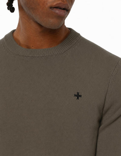 Maglia girocollo con logo jacquard sul retro