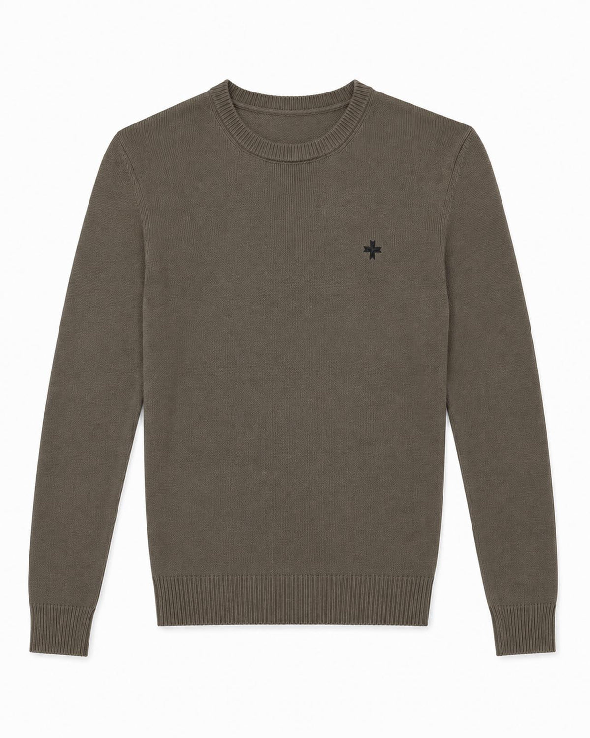 Maglia girocollo con logo jacquard sul retro
