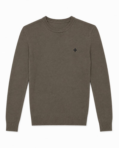 Maglia girocollo con logo jacquard sul retro