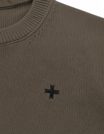 Maglia girocollo con logo jacquard sul retro